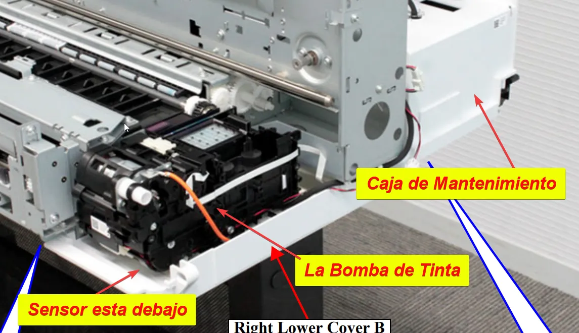 Ubicación del sensor de tinta en impresoras Epson SC — referencia 2