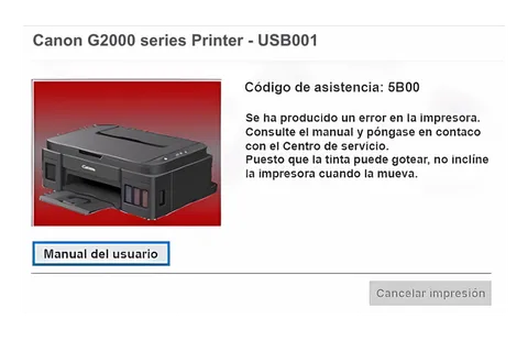 Así se ve este error en la impresora