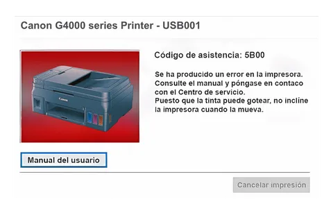 Así se ve este error en la impresora