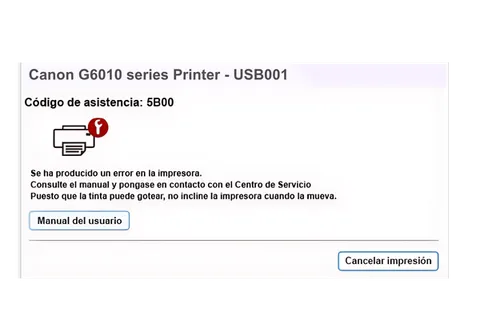 Así se ve este error en la impresora