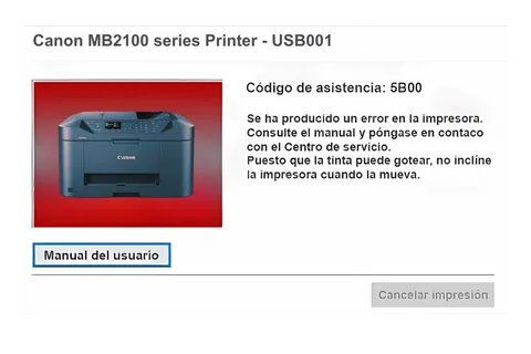 Así se ve este error en la impresora