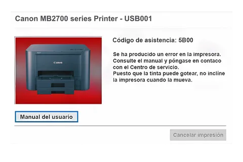 Así se ve este error en la impresora