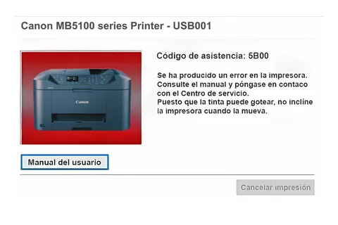 Así se ve este error en la impresora