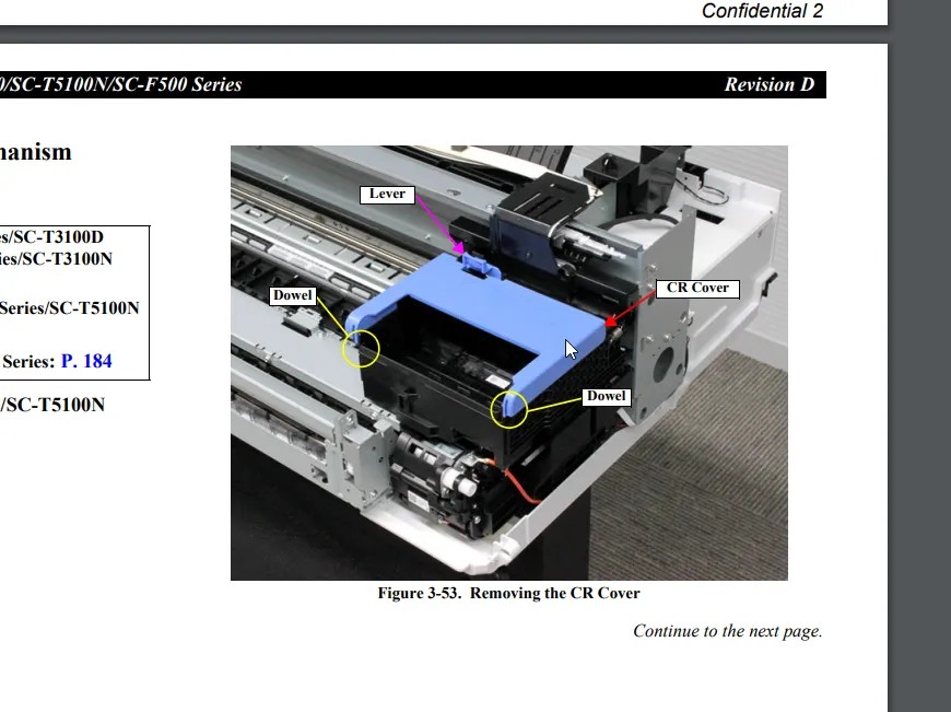 Ubicación del sensor de tinta en impresoras Epson SC — referencia 6